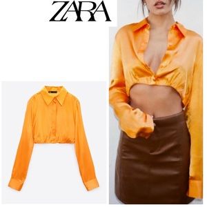 ZARA SATIN EFFECT CROP SHIRT BLOGGERES FAVORITE